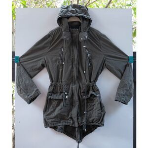 Levi Strauss Women's Military Style Hooded Utility Jacket Olive Green Size XL